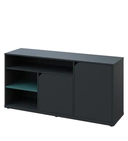 KU2-15DN3 P skříňka nízká 2-dveřová, nika, 740x1522x400, provedení pravé, korpus a dvířka antracit/police světle petrolejová